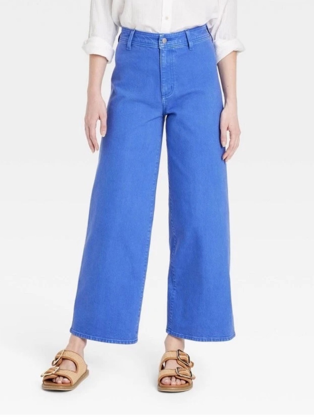 Universal Thread High Rise Sailor Wide Leg Jeans in Bright Cobalt Blue